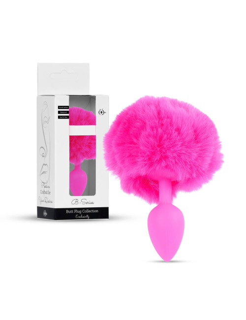 B - Series HeavyFun Plug-Jewellery Bunny Tail Pink – Silikonowy plug z ogonkiem