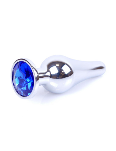 Plug-Jewellery Silver BUTT PLUG- Dark Blue
