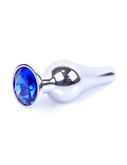 Plug-Jewellery Silver Butt Plug Dark Blue – Biżuteria Analna i Zabawki Analne ze Stali Nierdzewnej