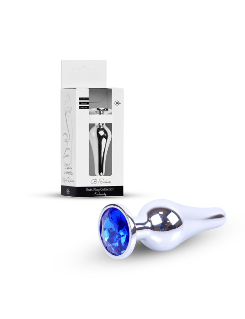 Plug-Jewellery Silver Butt Plug Dark Blue – Biżuteria Analna i Zabawki Analne ze Stali Nierdzewnej