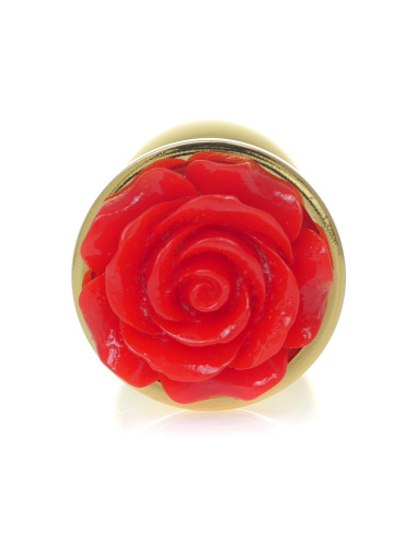 Biżuteria analna Plug Gold ROSE - Premium korek analny ze stali nierdzewnej z różyczką