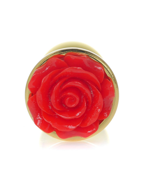 Biżuteria analna Plug Gold ROSE - Premium korek analny ze stali nierdzewnej z różyczką