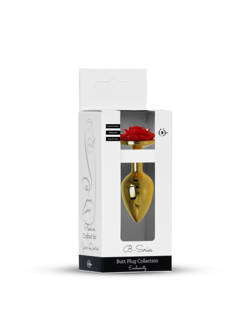 B - Series HeavyFun Plug-Jewellery Gold Rose – Korek analny z różyczką