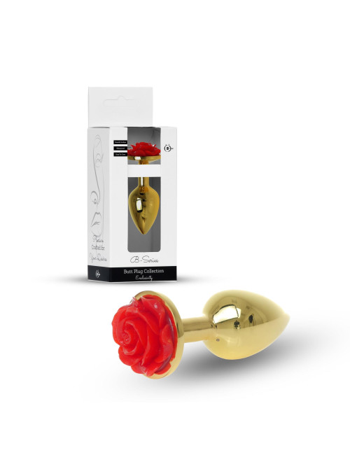 B - Series HeavyFun Plug-Jewellery Gold Rose – Korek analny z różyczką
