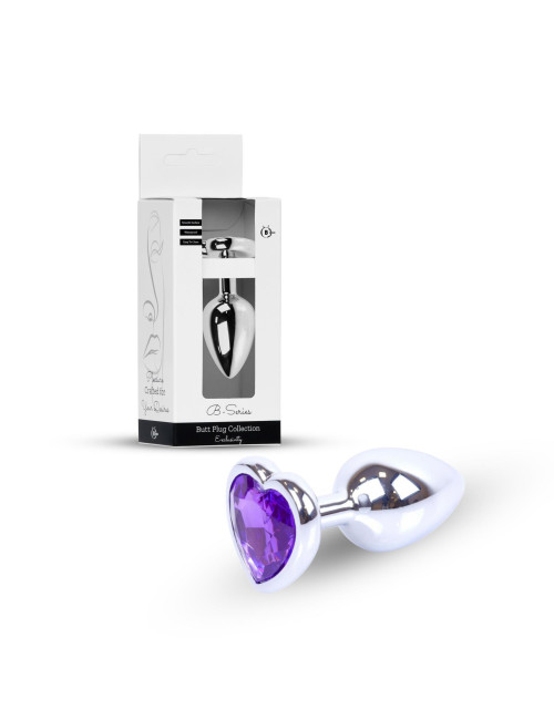 B - Series HeavyFun Plug-Jewellery Silver z fioletowym sercem
