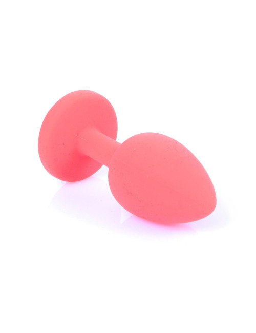 B - Series HeavyFun Czerwony Silikonowy Plug Small z Niebieskim Kryształem
