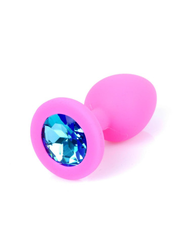 Plug-Jewellery Pink Silicon PLUG Small- Light Blue Diamond