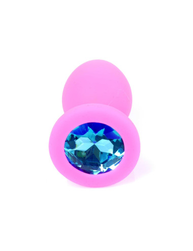 Plug-Jewellery Pink Silicon PLUG Small- Light Blue Diamond