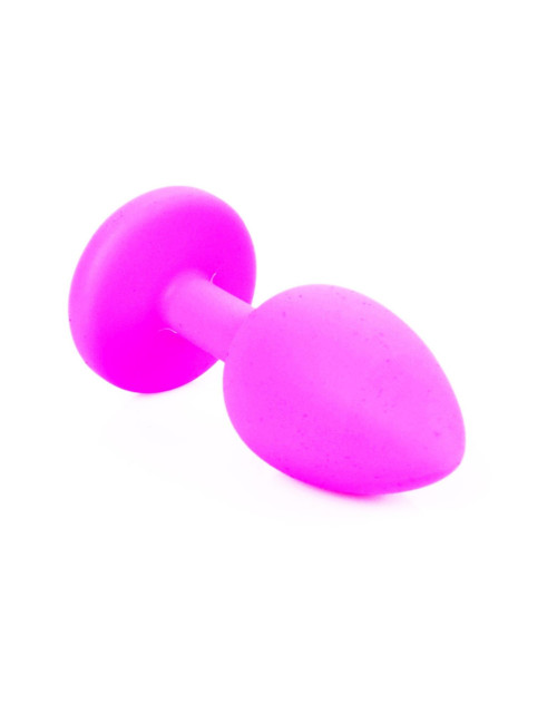 B - Series HeavyFun Różowy Silikonowy Plug Small z Jasnoniebieskim Kryształem