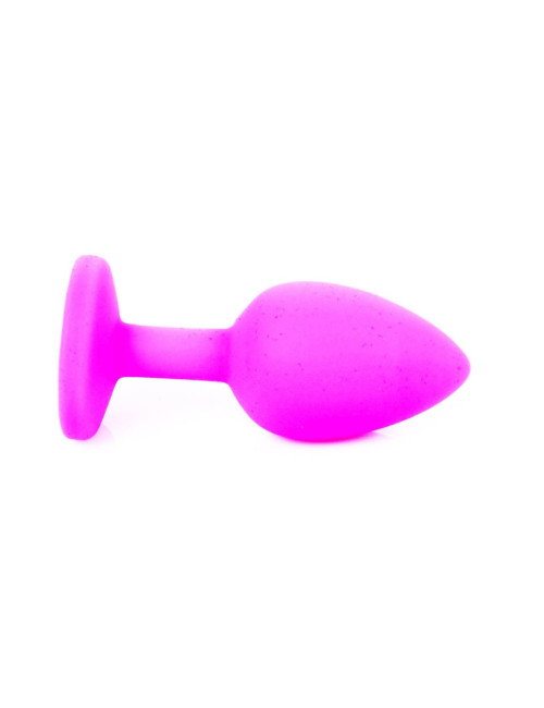 B - Series HeavyFun Różowy Silikonowy Plug Small z Jasnoniebieskim Kryształem