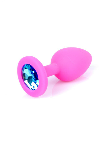 Plug-Jewellery Pink Silicon PLUG Small- Light Blue Diamond