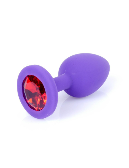 B - Series HeavyFun Mały silikonowy plug analny Purple Red Diamond