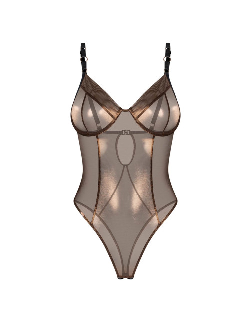 Obsessive Soranna - czarne otwarte body z fiszbinami L/XL