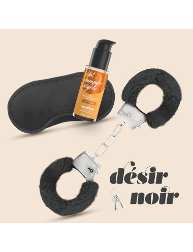 CRUSHIOUS DÉSIR NOIR HANDCUFFS SET + SATIN BLINDFOLD AND WARMING EFFECT LUBRICANT