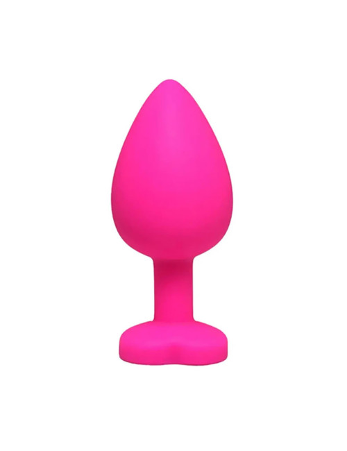 Pink large heart-shaped butt plug with white crystal