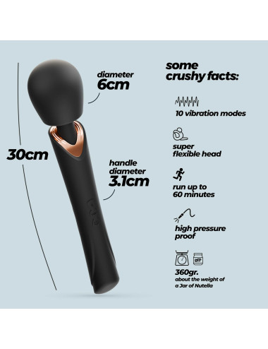 CRUSHIOUS HOLLY RECHARGEABLE WAND MASSAGER BLACK
