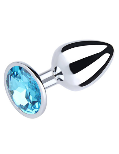 Silver Small Butt Plug with Blue Diamond