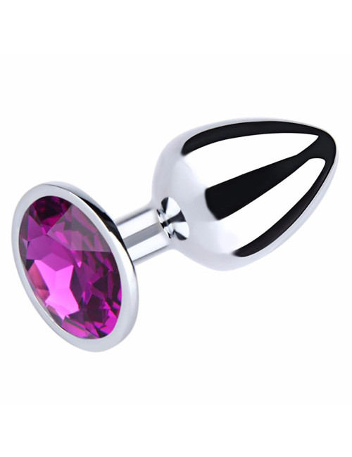 Silver Small Butt Plug with Purple Diamond