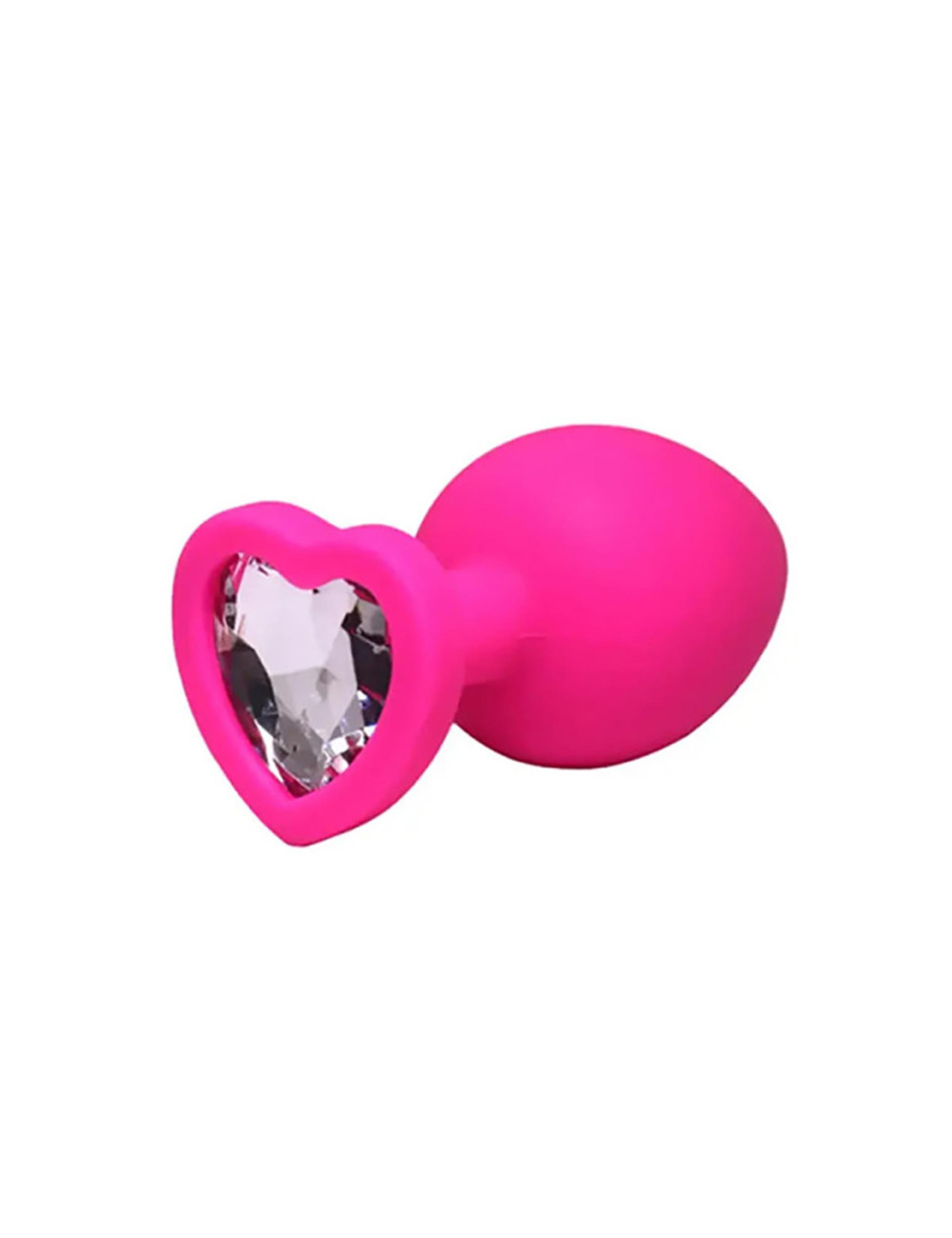Pink small heart-shaped butt plug with white crystal
