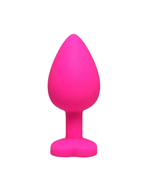 Pink small heart-shaped butt plug with white crystal