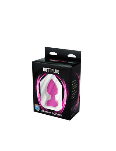 Pink small heart-shaped butt plug with white crystal