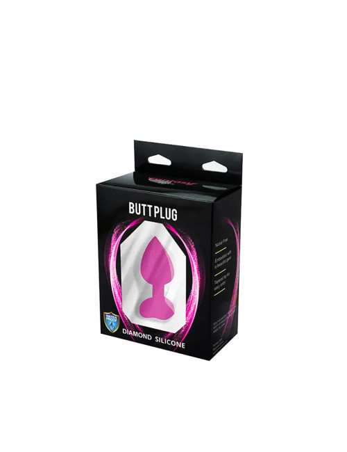 Pink small heart-shaped butt plug with white crystal