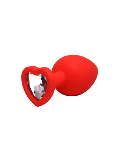 Red small heart-shaped butt plug with white crystal
