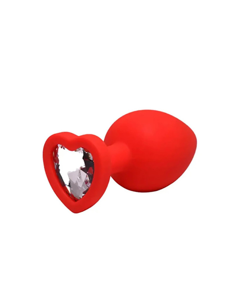 Red small heart-shaped butt plug with white crystal