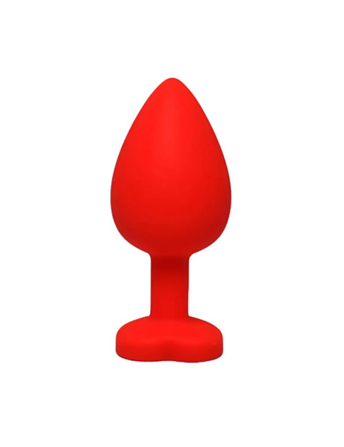 Red small heart-shaped butt plug with white crystal