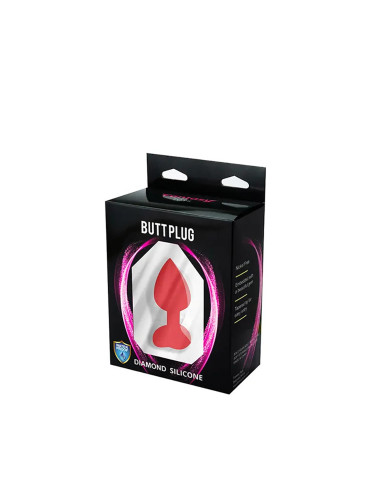 Red small heart-shaped butt plug with white crystal