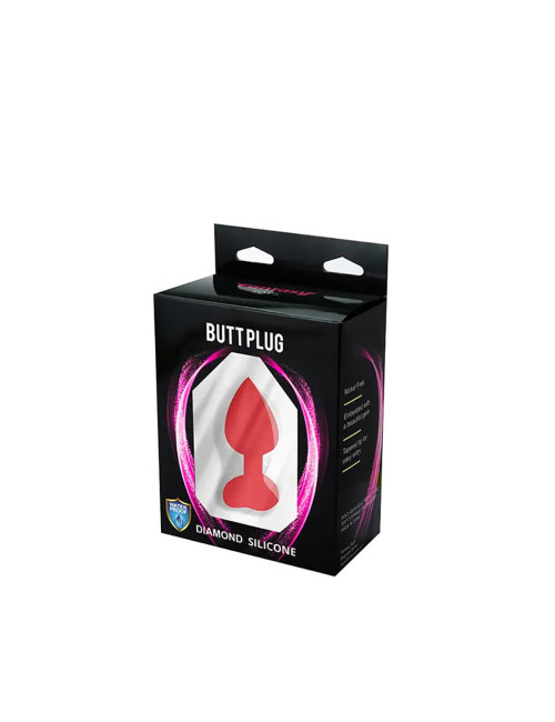 Red small heart-shaped butt plug with white crystal