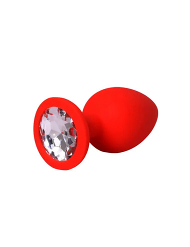 Red small butt plug with white crystal