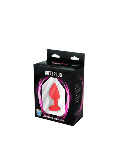 Red small butt plug with white crystal
