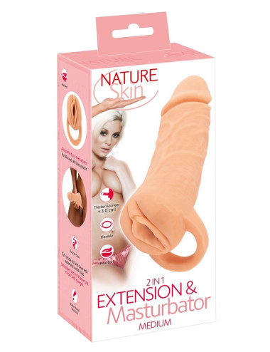 Nature Skin Extender Medium 18,5 cm - Masturbator i extension sleeve - Zabawki dla dorosłych - Waginy