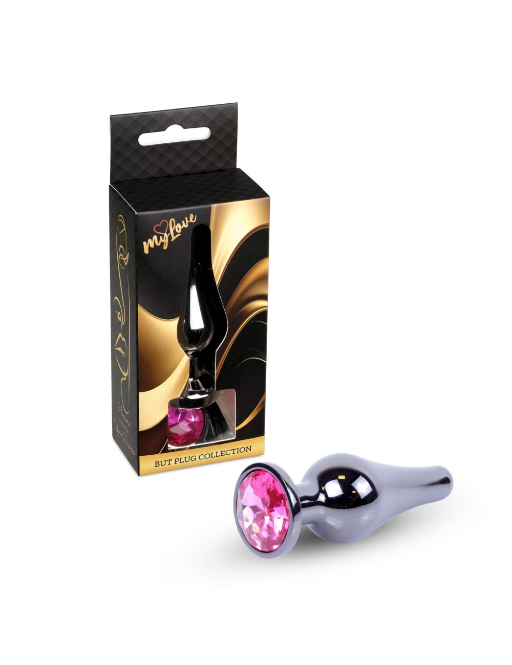 Różowy plug analny MyLove Toys z cyrkonią Dark Silver