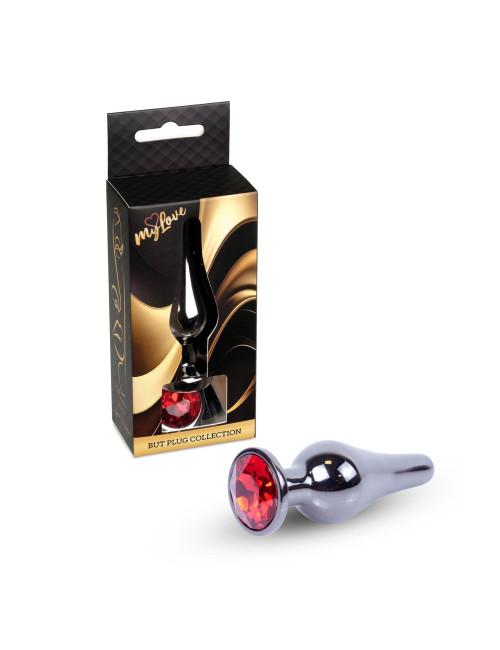 MyLove Toys Zabawki Analne Korek Analny Dark Silver Czerwony - Biżuteria Analna ze Stali Nierdzewnej