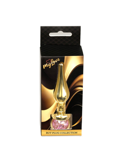 MyLove Toys Złoty Korek Analny z Różowym Kryształem