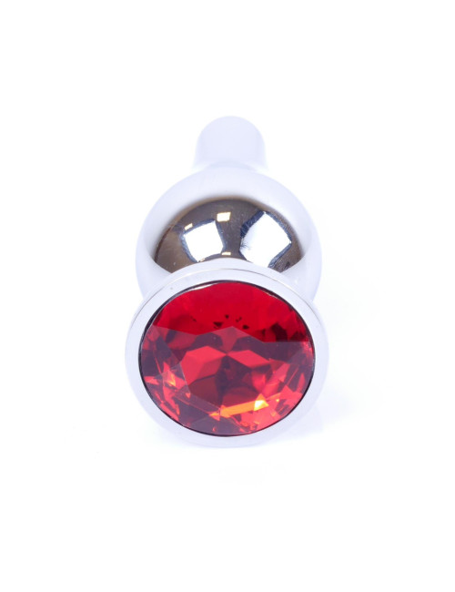 MyLove Toys Jewellery Silver Butt Plug Red - Korek Analny z Czerwonym Kryształem