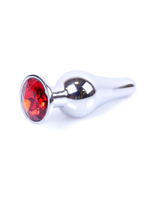 MyLove Toys Jewellery Silver Butt Plug Red - Korek Analny z Czerwonym Kryształem