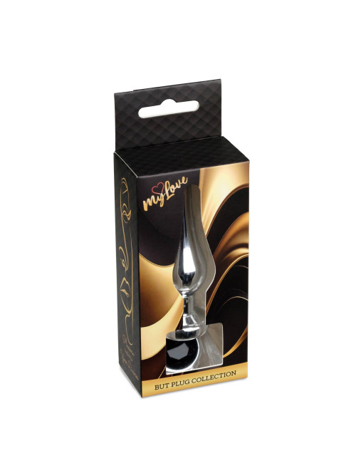 MyLove Toys Jewellery Silver Butt Plug Black - Korek Analny z Czarnym Kryształem