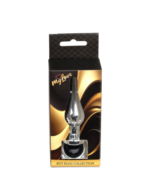 MyLove Toys Jewellery Silver Butt Plug Black - Korek Analny z Czarnym Kryształem