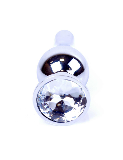 MyLove Toys Jewellery Silver Butt Plug Clear - Korek Analny z Przezroczystym Kryształem