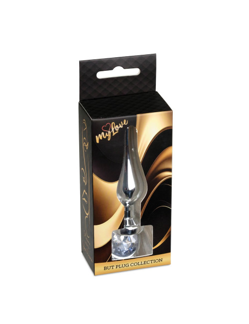MyLove Toys Jewellery Silver Butt Plug Clear - Korek Analny z Przezroczystym Kryształem