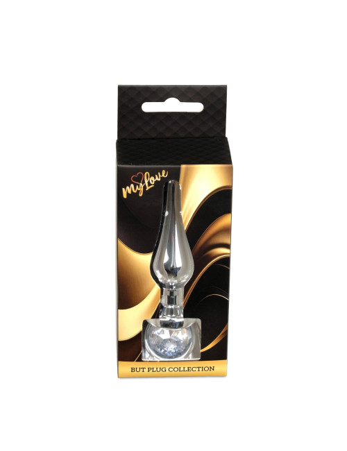 MyLove Toys Jewellery Silver Butt Plug Clear - Korek Analny z Przezroczystym Kryształem