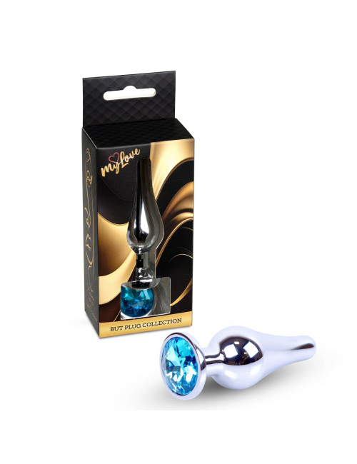 MyLove Toys Jewellery Silver Butt Plug Light Blue - Korek z Jasnoniebieskim Kryształem
