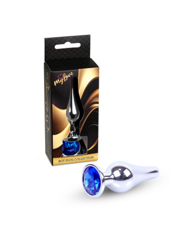 MyLove Toys - Jewellery Silver BUTT PLUG- Dark Blue
