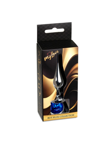 MyLove Toys - Jewellery Silver BUTT PLUG- Dark Blue