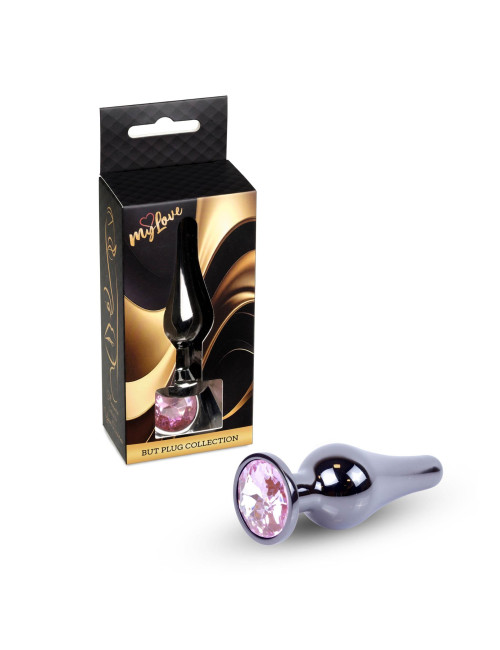 MyLove Toys Dark Silver Butt Plug Rose - Korek Analny Ciemne Srebro z Różowym Kryształem