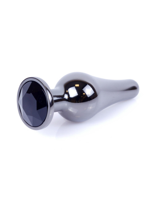 MyLove Toys Dark Silver Butt Plug Black - Korek Analny Ciemne Srebro z Czarnym Kryształem