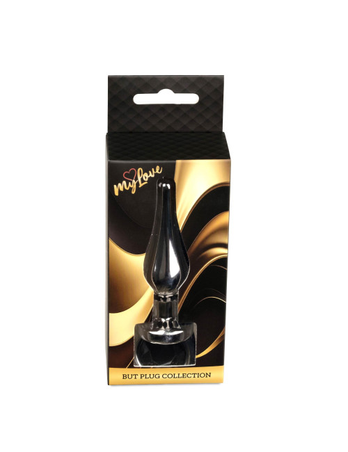 MyLove Toys Dark Silver Butt Plug Black - Korek Analny Ciemne Srebro z Czarnym Kryształem